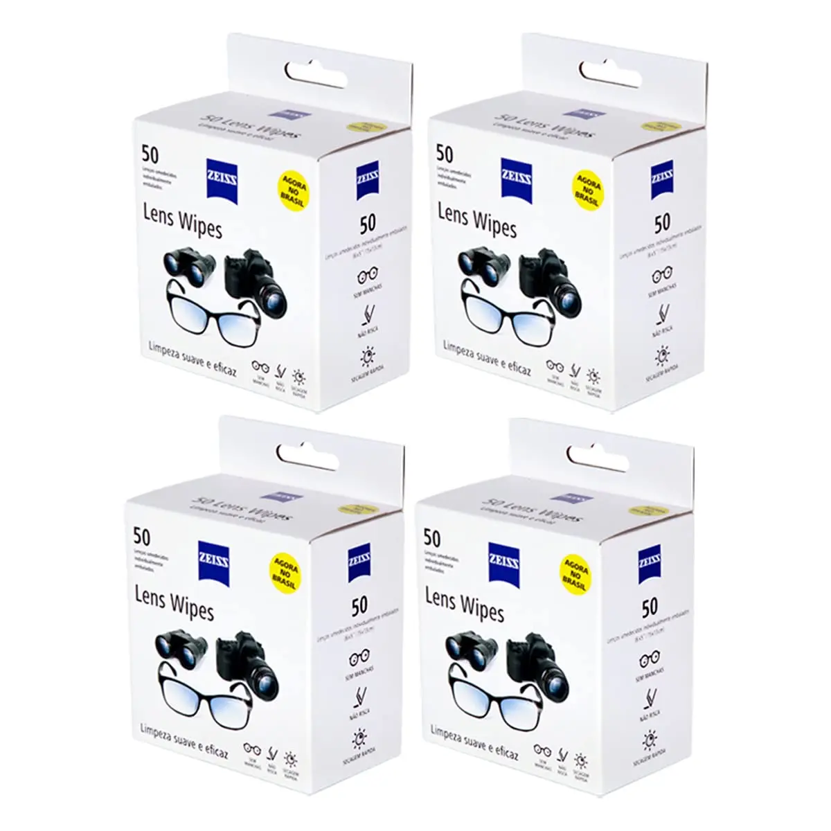 Lenços Umedecidos Limpa Lentes Zeiss - 50 Unidades para Óculos, Câmeras e Telas, Limpeza Óptica Segura, Acompanha Item Adicional
