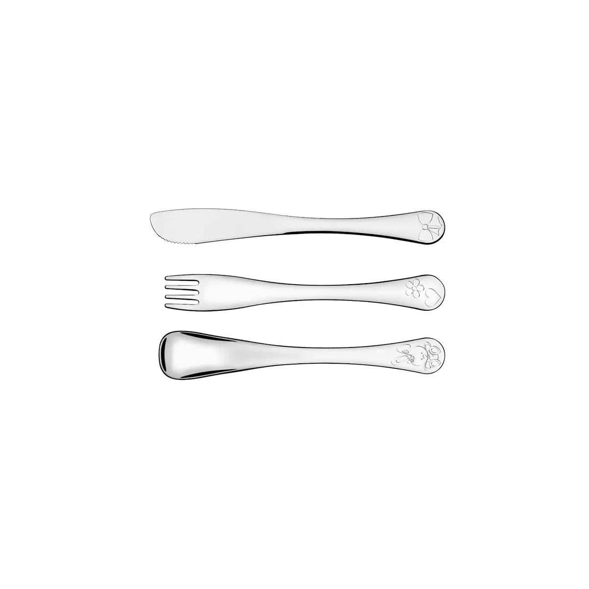 Tramontina 66973005 Jogo de Talheres Infantil Aço Inox com 3 Peças, Prata