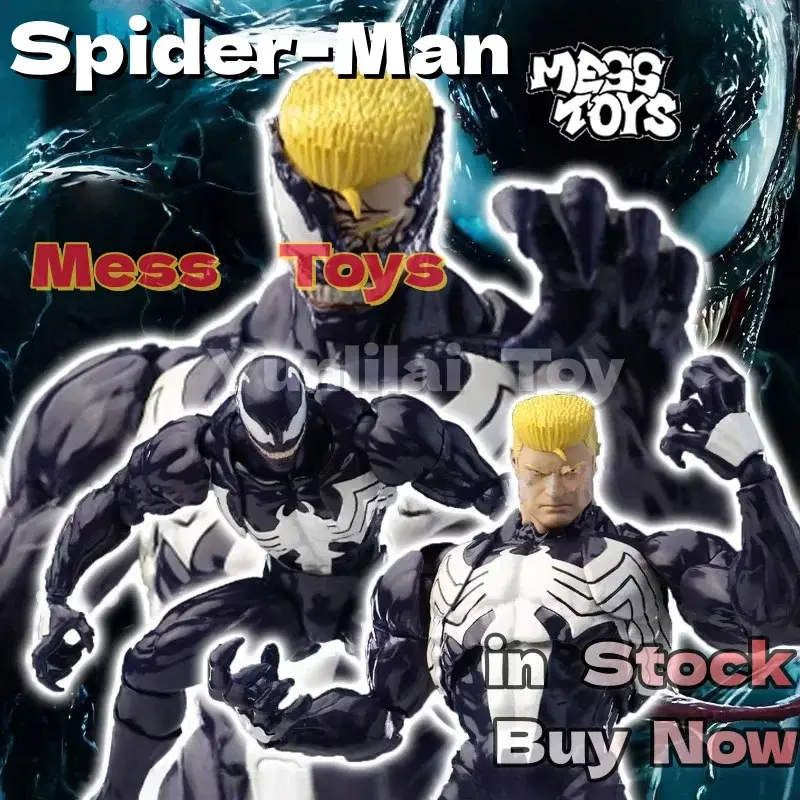 Boneco de Ação Venom Original da Genuine Mess Toys, Homem-Aranha Preto, Lethal Neighbor, Brinquedo Colecionável, Presente de Aniversário para Coleção de Adultos