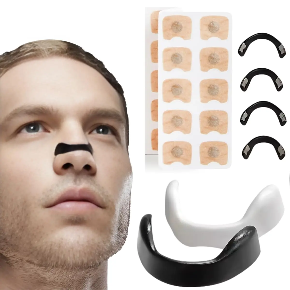 Dilatador Nasal Magnético - Aumente a Entrada de Oxigênio, Reduza o Ronco, Melhore a Qualidade do Sono - Resistente ao Suor, Seguro para a Pele - Solução Extra Forte para Ronco (Preto)