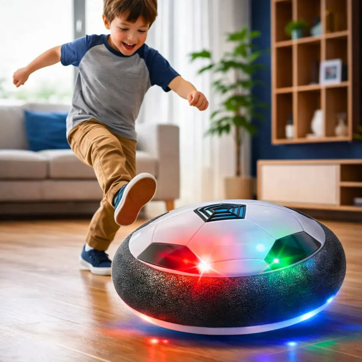 Bola Flutuante De Futebol Hoverball Com Led Piscante Branco