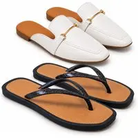 Kit Mule Feminino Casual Confortável+Chinelo De Dedo Macio Ideal Para o Dia a Dia