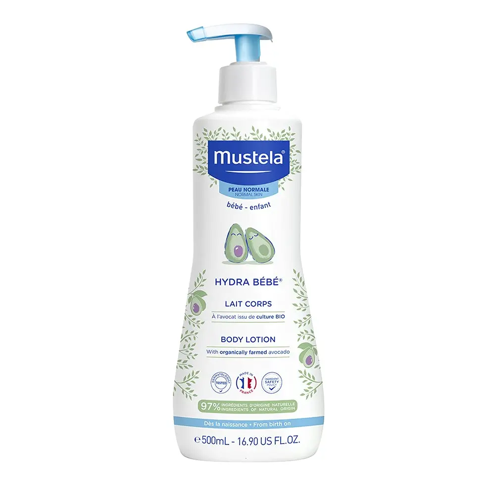 Mustela Hydra Bebê 500ml - Hidratante Infantil Corpo e Rosto - Feito com 97% de Ingredientes de Origem Natural e Hipoalergênico - Seguro Desde o Nascimento