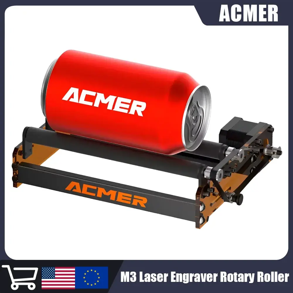 Acmer m3 gravador a laser rolo rotativo comprimento de gravura universal objetos curvos para gravador a laser para latas de vidro cilíndricas - 1