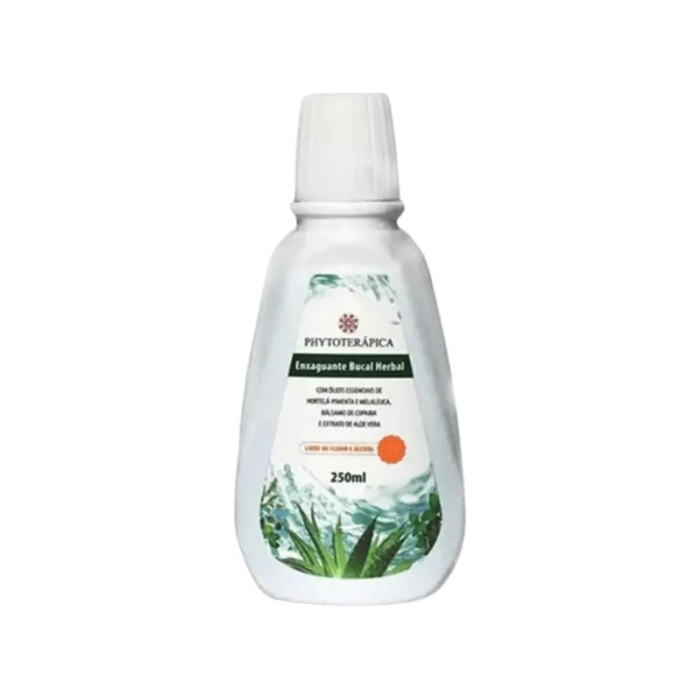 Enxaguante Bucal Herbal Phytoterápica com Óleos Essenciais de Menta e Melaleuca, Copaíba e Aloe Vera, 250ml