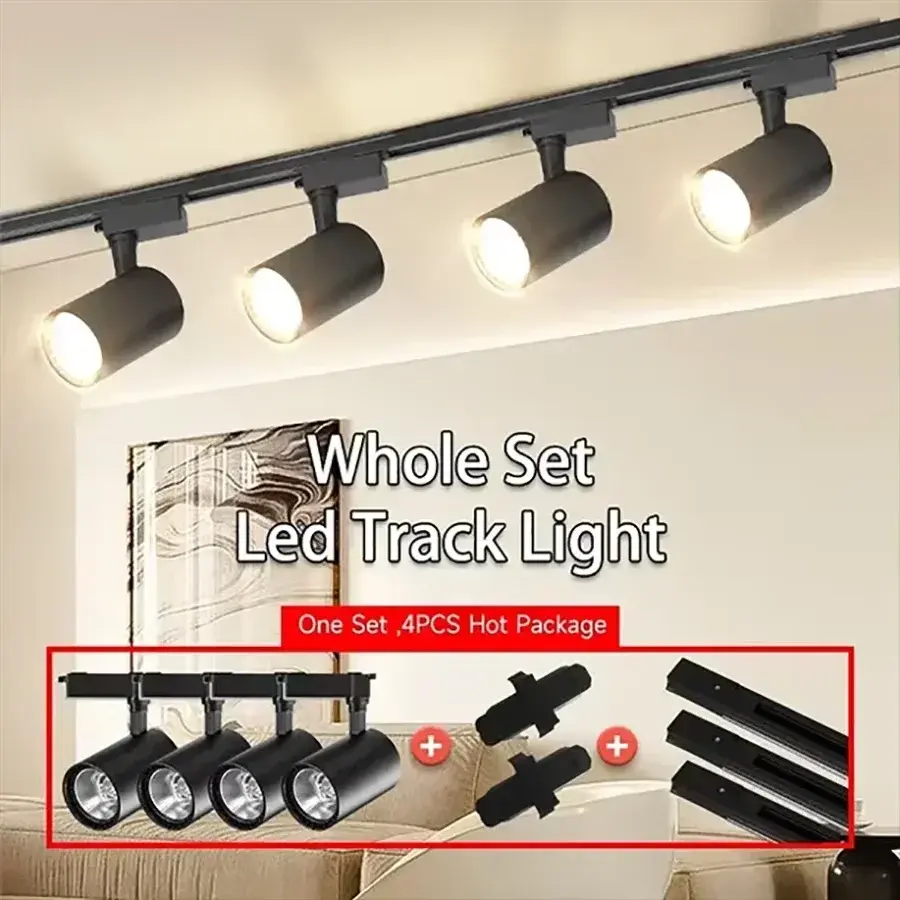 Luminária de Trilho LED COB 12W 20W 30W 40W, Holofote para Iluminação de Trilho, para Lojas, Galerias, Exposições e Iluminação de Teto Residencial