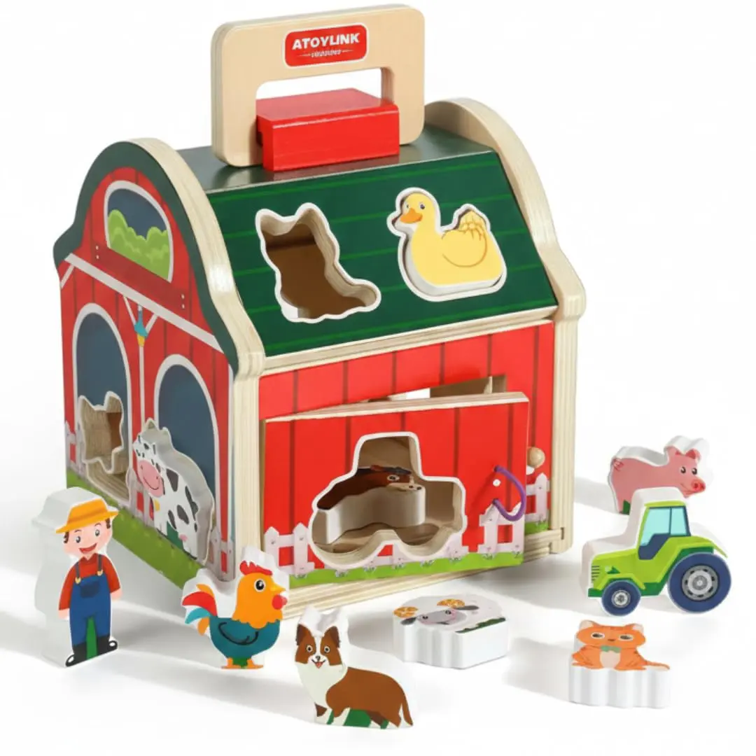 Kinderland Toys Celeiro da Descoberta Montessori Educativo - Brinquedo Infantil 1-3 Anos para Desenvolvimento Cognitivo e Coordenação Motora - Presente Perfeito Menino Menina Natal e Aniversário - 1