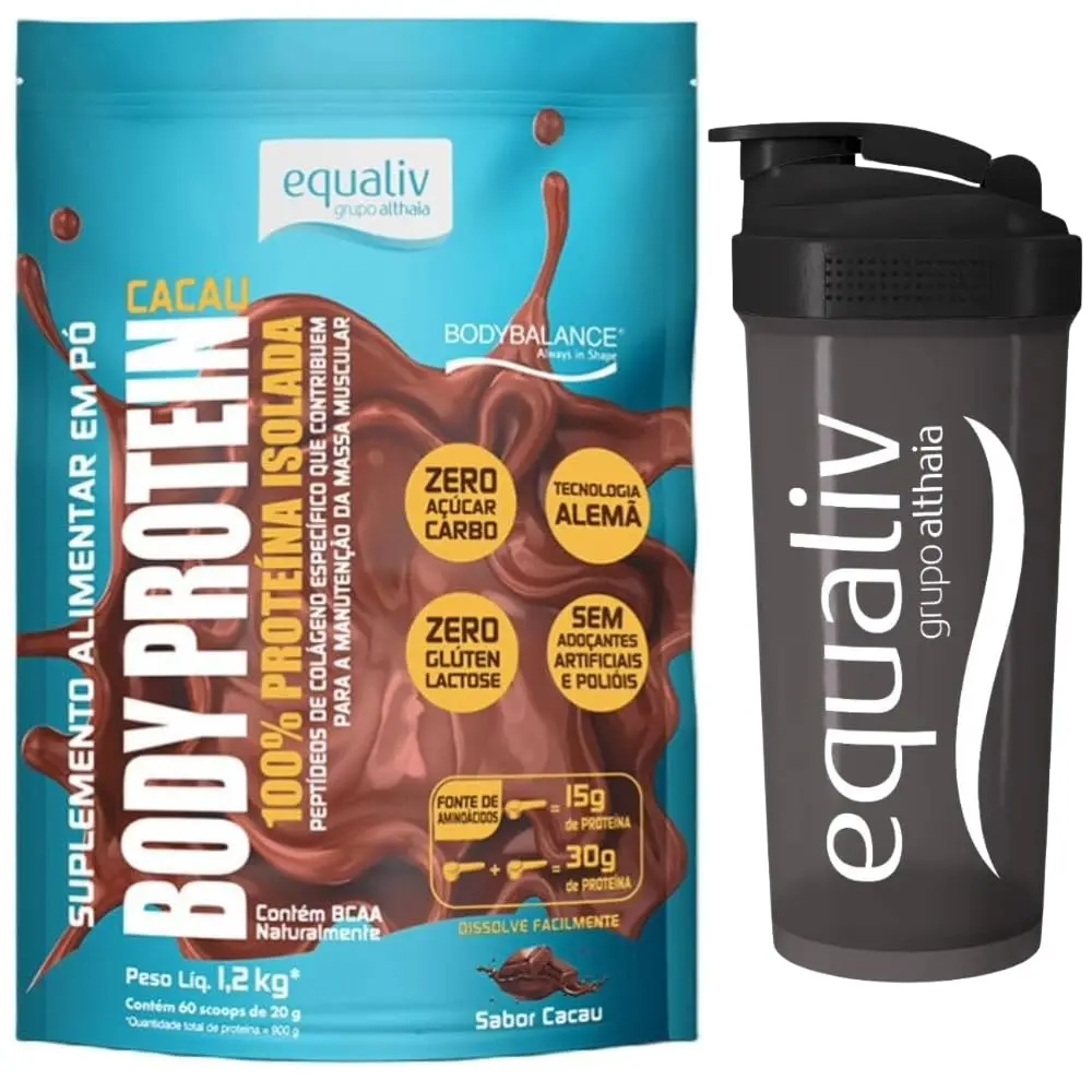 Combo Equaliv Body Protein Cacau 1.2kg Refil – Proteína de Colágeno Hidrolisado + Coqueteleira Oficial