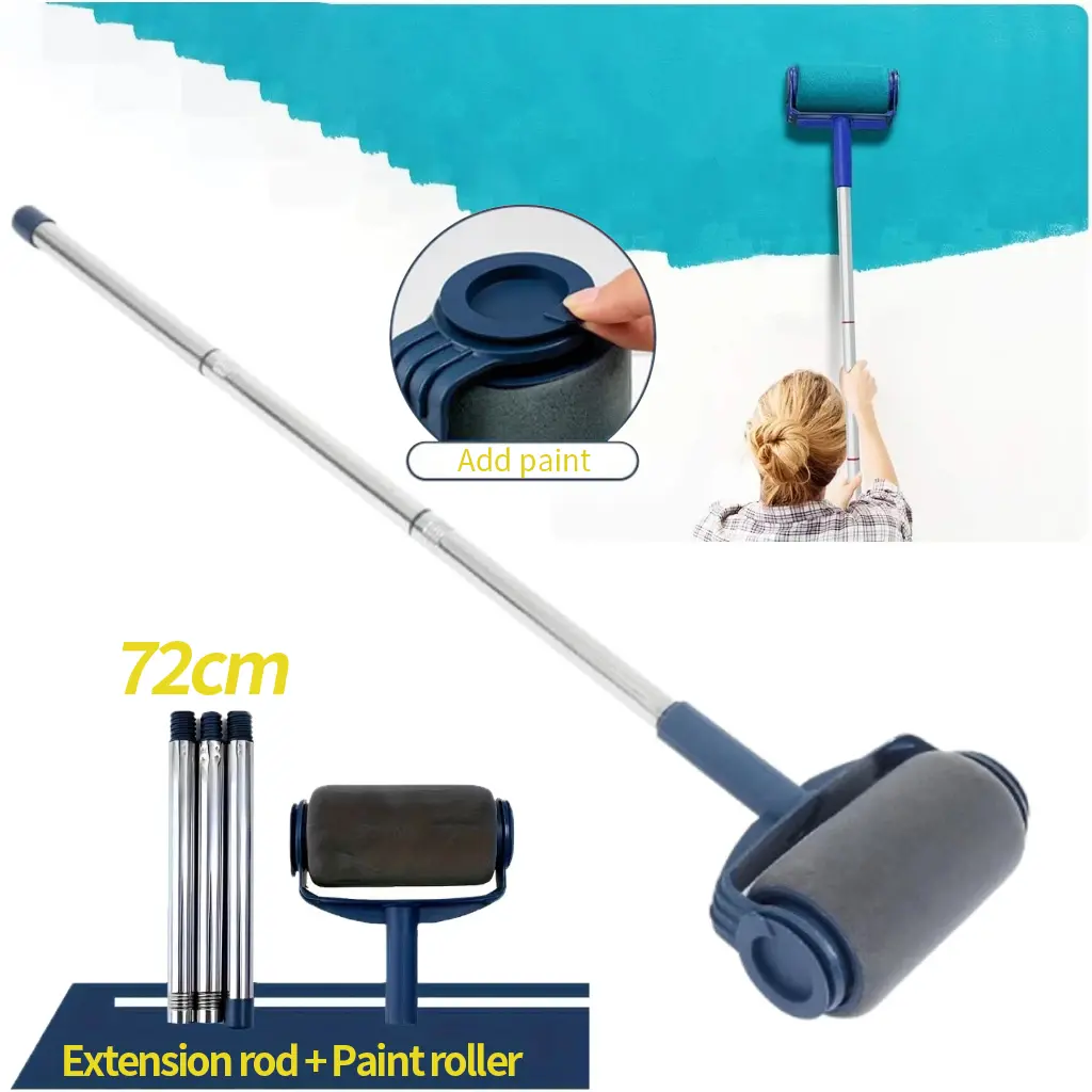 Kit de Pincel Rolo de Pintura Easy Glide de 6 Polegadas para Pintura de Paredes + 72 cm cabo