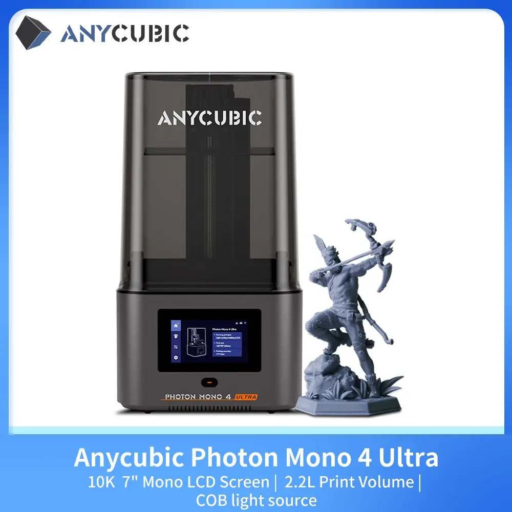 Anycúbico photon mono 4 ultra impressora 3d 10k 7 ''tela de alta definição resina uv tamanho de impressão 3d de alta velocidade 236mm x 231mm x 430mm - 1