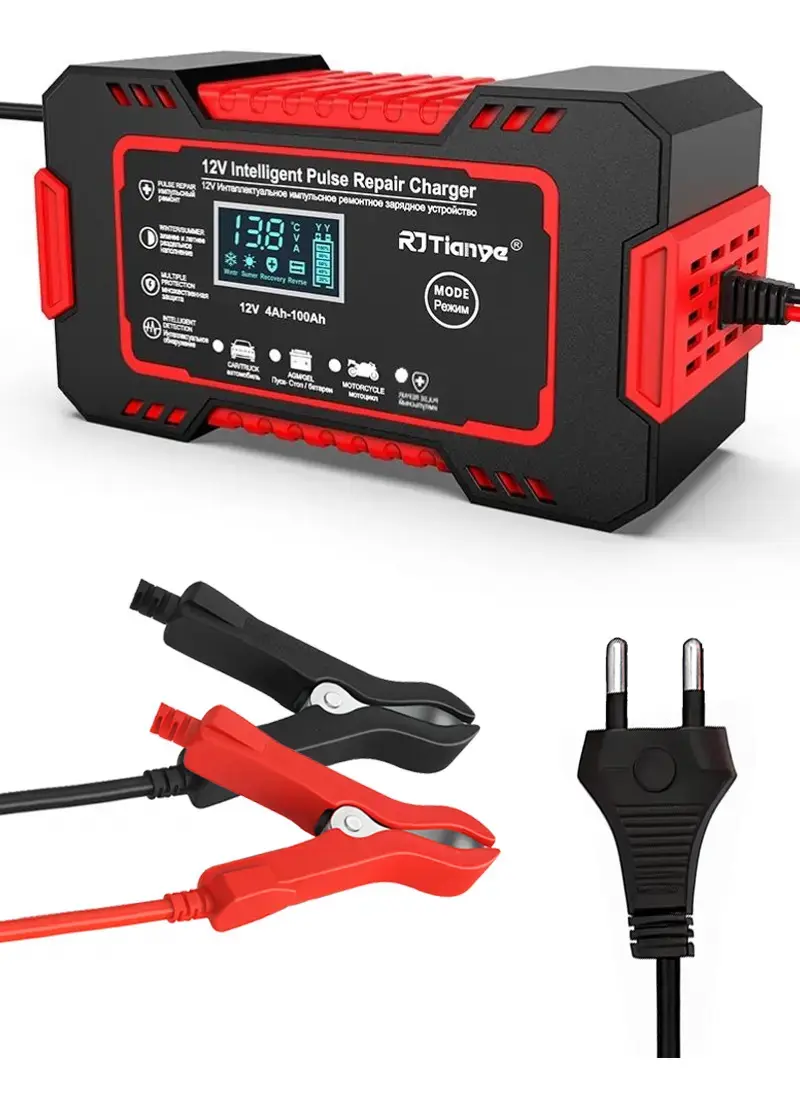 Carregador de Bateria Inteligente Davely 6A Bivolt para Carro Moto Caminhão Jet Ski e Barco Display Digital Recupera Bateria Carga rápida e Eficiente Cabo Reforçado Reparo Por Pulso - 1