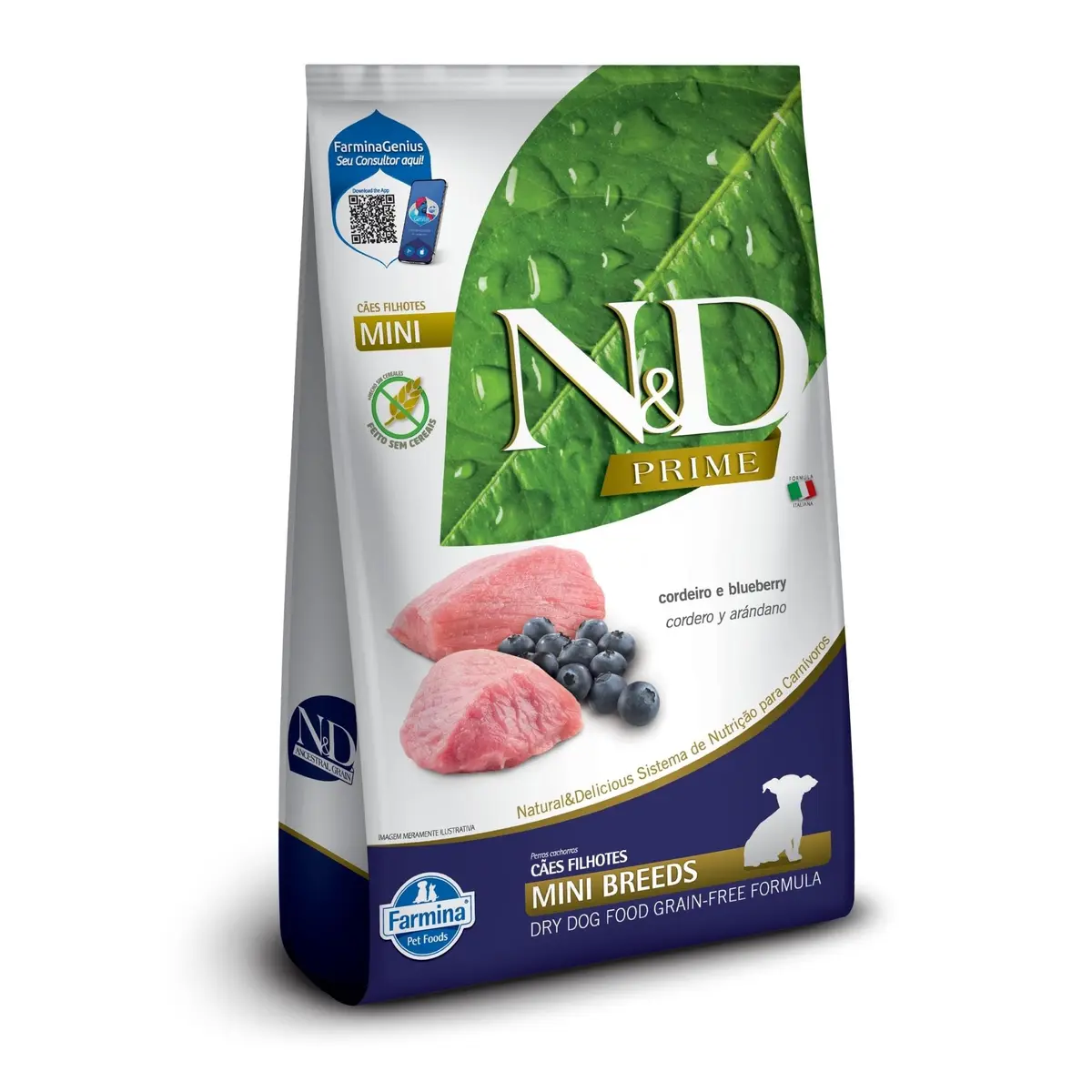 N&D Prime para Cães Filhotes de Raças Mini e Pequenas Sabor Cordeiro e Blueberry 10,1Kg - 1
