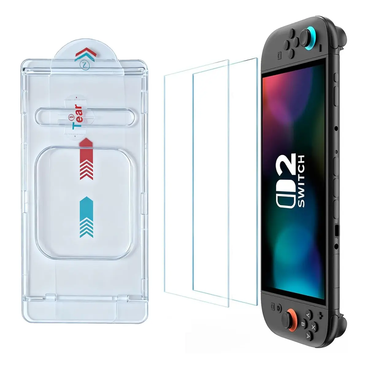 Protetor de Tela para Nintendo Switch 2 em Vidro Temperado, Acessórios, Switch 2 [Mais Durável] Cobertura Total, HD Cristalino, Pacote com 2 Unidades