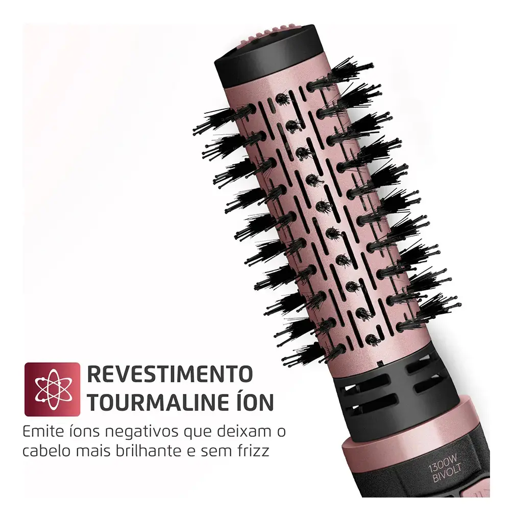 Escova Rotativa Mondial Ceramica Tourmaline Ion 3x1 Erb-01 Rosa 127/220v thumbnail 3