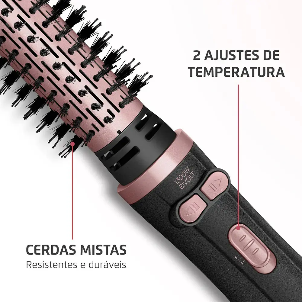 Escova Rotativa Mondial Ceramica Tourmaline Ion 3x1 Erb-01 Rosa 127/220v thumbnail 6