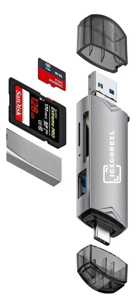 Leitor Para Cartão Memória Sd Tf Usb-c Usb Micro USB Ice Coorel - 1