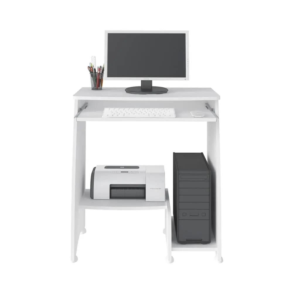 Artely Mesa para Computador Pixel com Prateleira Retrátil, Branco