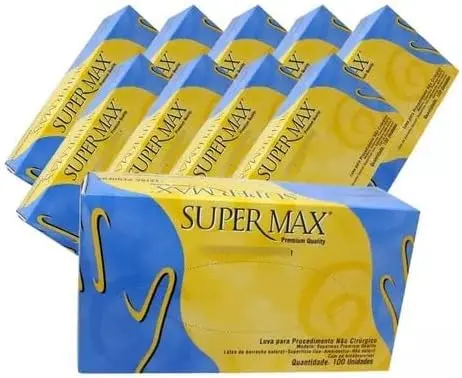 KIT Luva de Látex Supermax 1000un - Procedimento Profissional - Resistente e Confortável