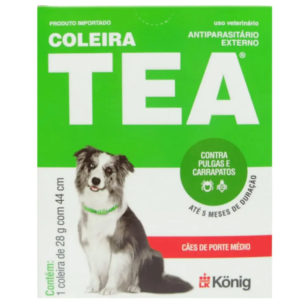 KONIG Coleira Tea 28G - Antipulgas E Carrapatos Para Cães - Médio Porte