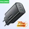 [Com Taxa/Mastercard R$108] Carregador GaN 70W Rocoren USB-C PD QC 3.0 Rápido para iPhone, Samsung e Notebook - 1