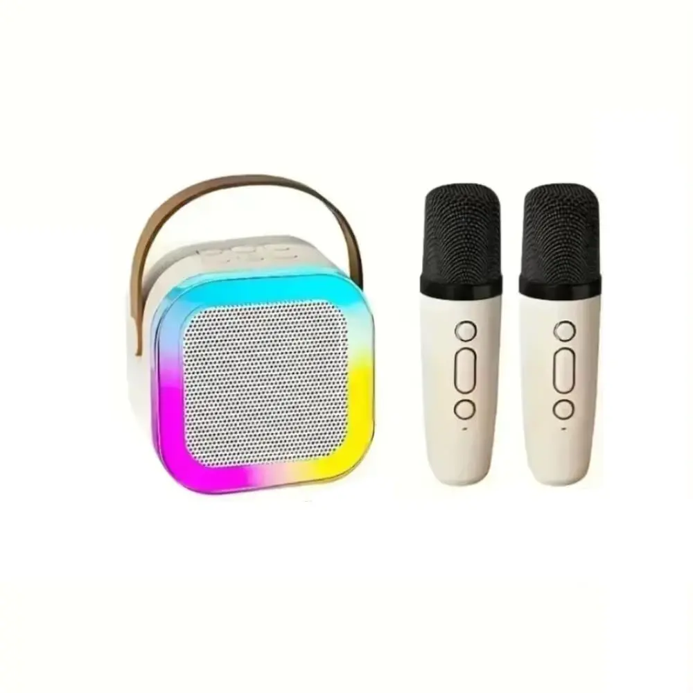 Caixa de Som Karaokê Bluetooth Portátil 2 Microfones Sem Fio