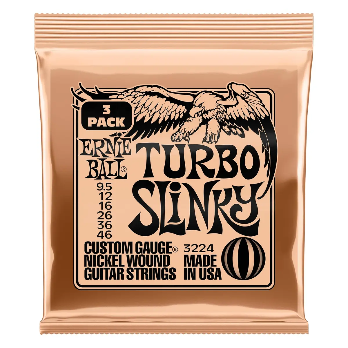 Cordas para guitarra elétrica Ernie Ball Regular Slinky, revestimento de níquel, calibre 9.5-46, pacote com 3