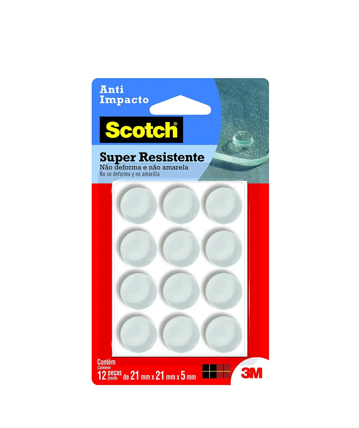 SCOTCH 3M Protetor Anti-Impacto Redondo Extragrande Transparente 16 Un. | Fixação adesiva resistente, Amortece impacto e ruído, Impermeável, Protege contra batidas e riscos, Aplicação forte e rápida