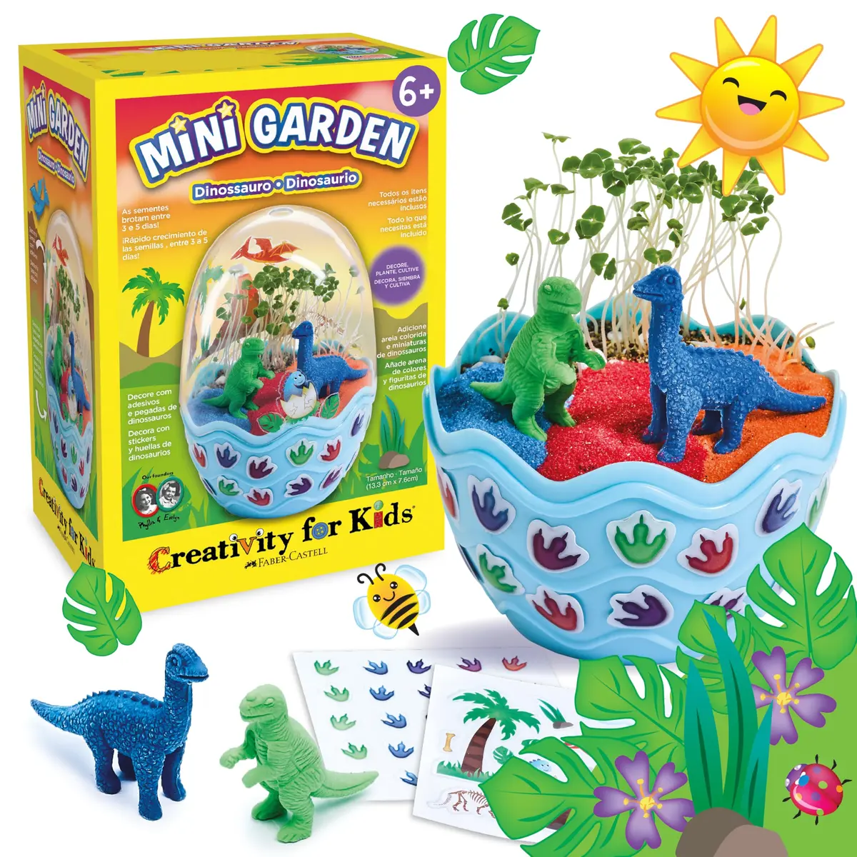 Brinquedo Mini Jardim Selvagem de Dinossauro Faber-Castell Creativity For Kids