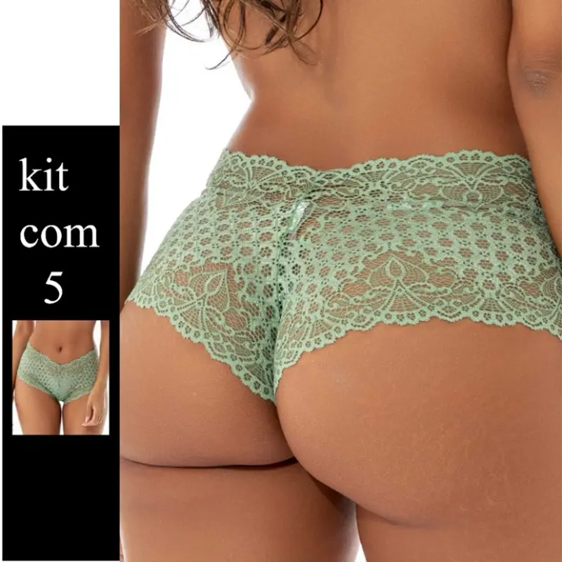 kit 5 calcinha feminina shortinho fio dental calcinhas com renda sexy