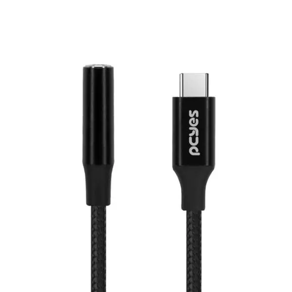 Cabo Usb Tipo-c Para P3 Fêmea Hifi - Preto - 15cm - Nylon - P - 1