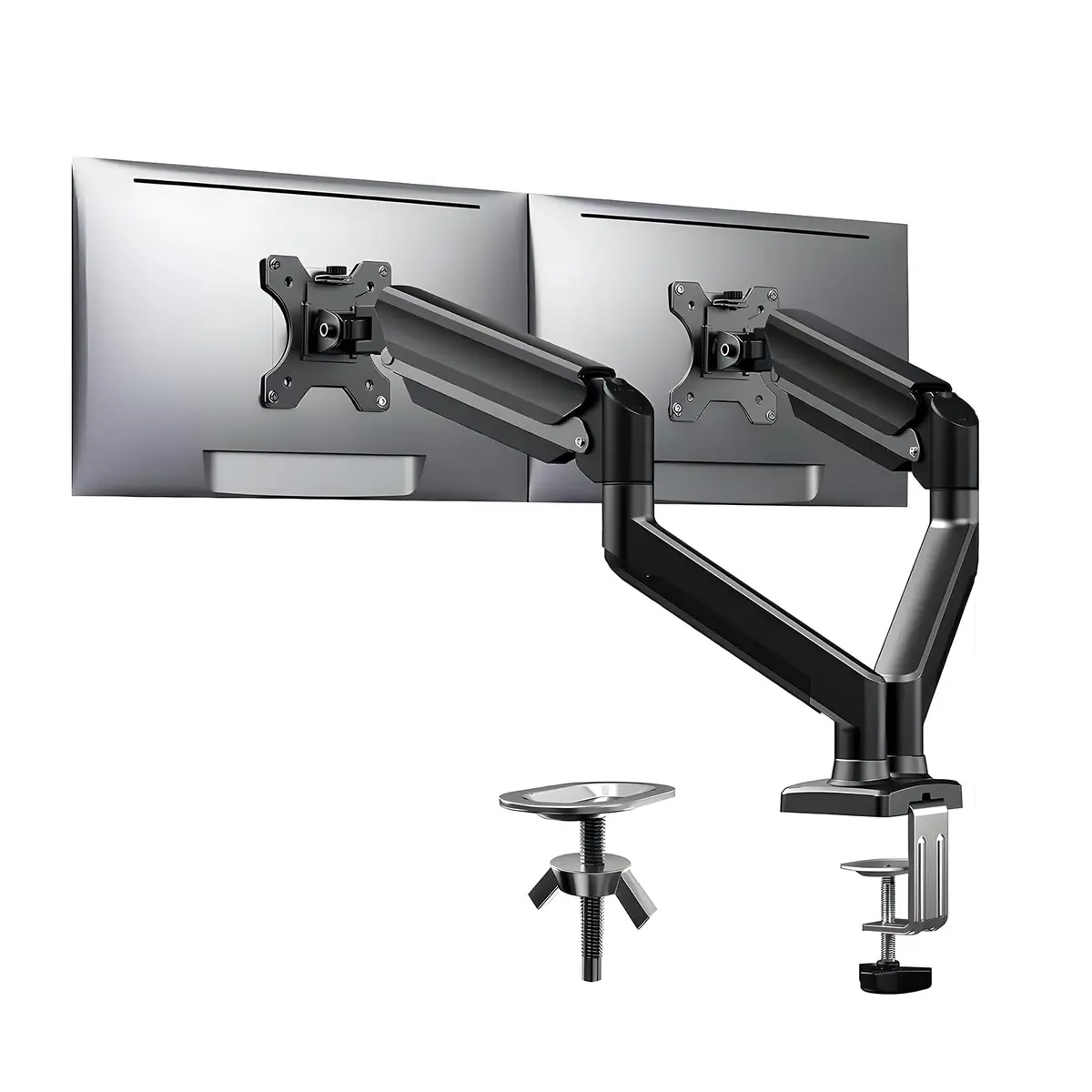 Suporte Articulado de Mesa para 2 Monitores, Adequado para Telas de 17-27 Polegadas, Suportar até 9kg
