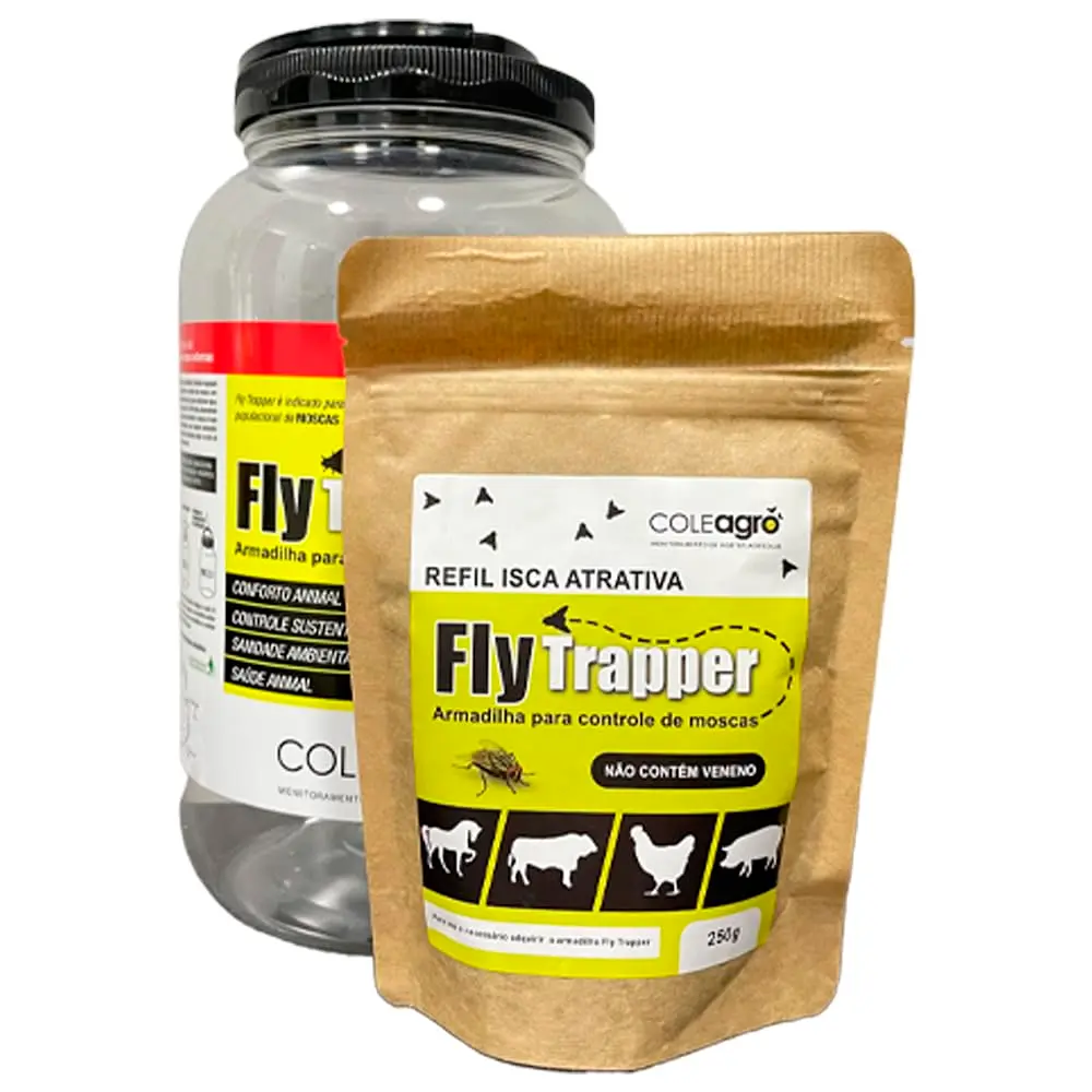 Armadilha Mata Mosca Fly Trapper com Refil Atrativo 250g USO EXTERNO – Kit Completo Coletores de moscas Fly Trap Coleagró - 1