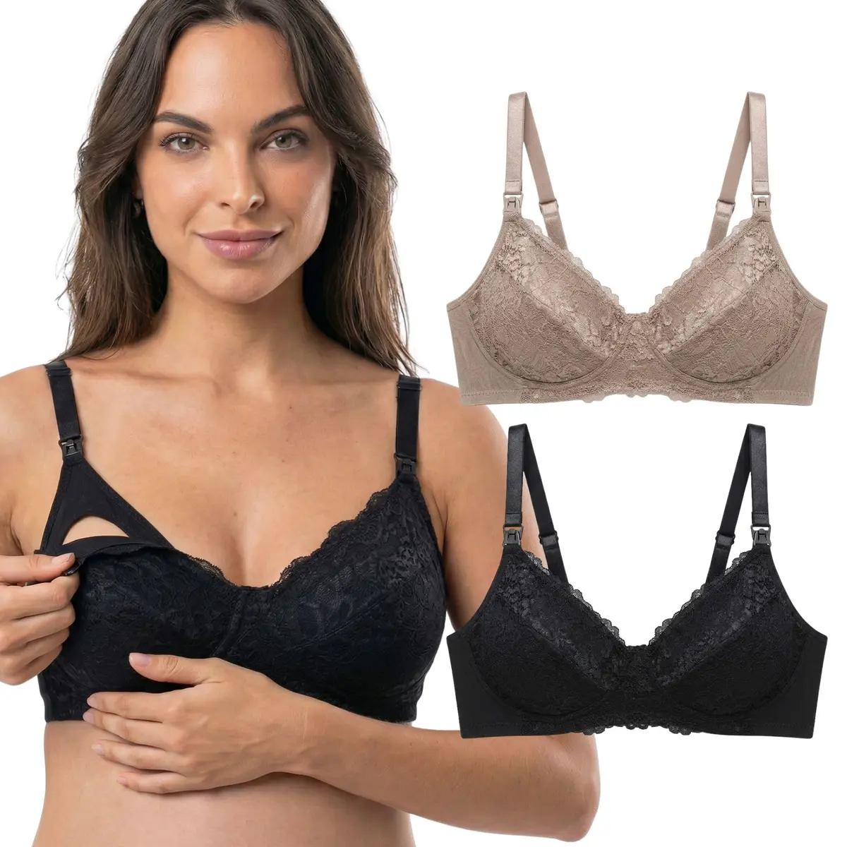 Ki2 Sutiã Amamentação Demillus Abertura Frontal Click Com Renda e Forro em Algodão