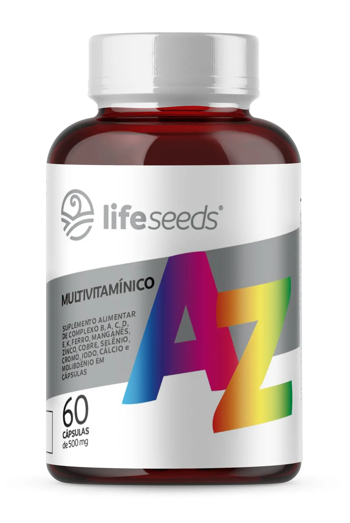 Multivitamínico A-Z - Vitaminas A, C, D3, E, K2, Complexo B, Cálcio, Cobre, Cromo, Ferro, Iodo, Manganês, Molibdênio, Selênio e Zinco - 1