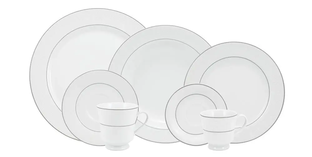 Serviço de Jantar Chá Café 42 peças em Porcelana. Modelo Redondo Itamaraty. Decoração Martha. Fabricado pela Schmidt. - 1