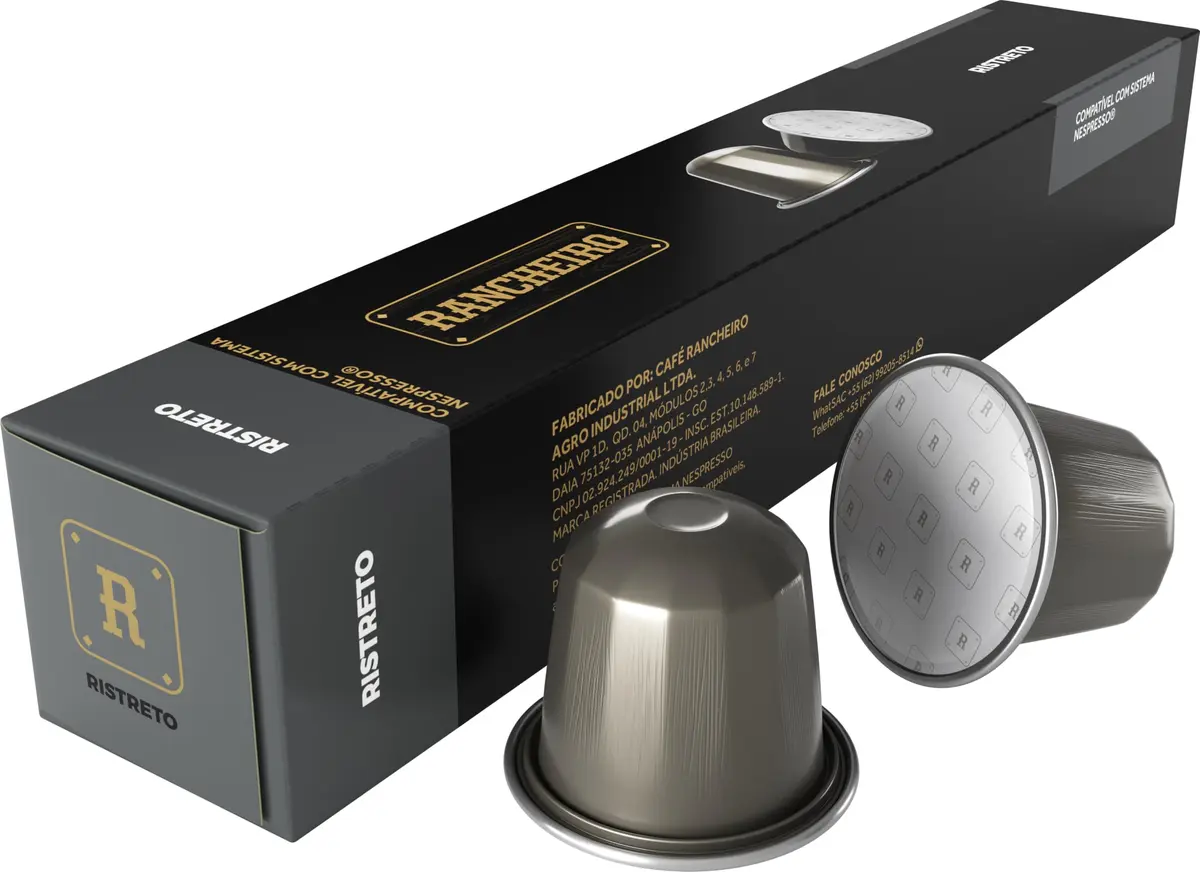 Café Rancheiro Cápsulas Ristretto 46g – 8 Cápsulas de Intensidade Máxima e Perfil Vegano