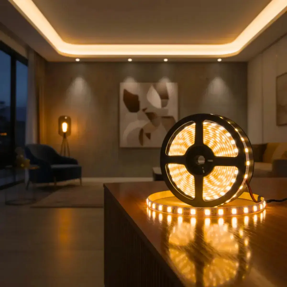 Fita Led Amarela 2835 Quente 5m 300 Led Dupla Face Fonte Cor da luz Branco-quente IP20 Maffacioli thumbnail 4