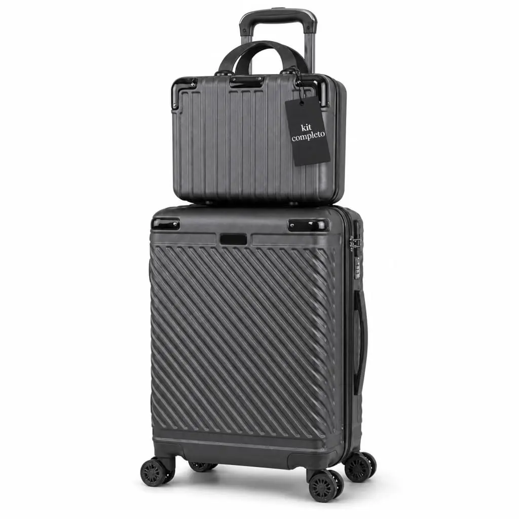 Mala de Bordo 10kg com Frasqueira Expansível, Preto | Aprovada ANAC, Bagagem de Mão com 4 Rodas Duplas 360°, Cadeado TSA, Alça Lateral, Divisória Interna, Leve e Resistente