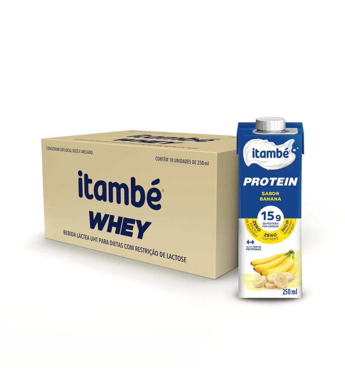 Itambé Whey Bebida Proteica Banana 15g Proteína 250mL 18 Unidades - 1