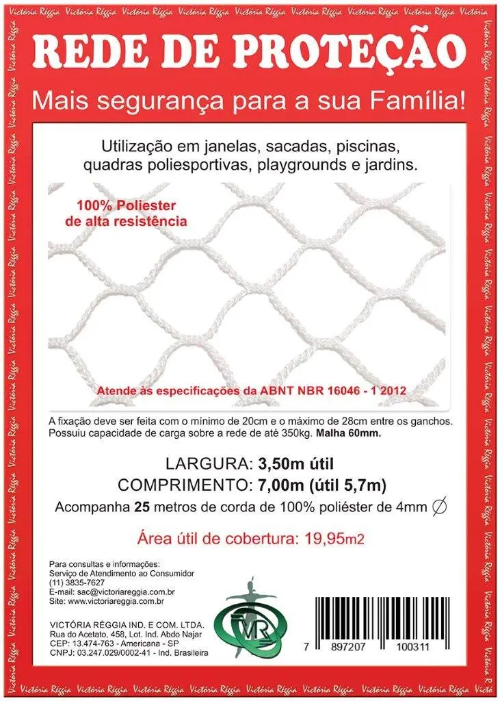 Kit rede/Tela de Proteção Branca - 19,95m2 - 1