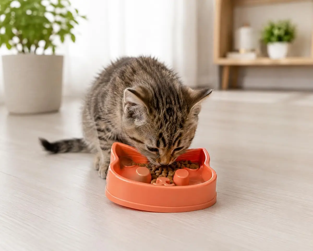 Pote Comedouro Lento para Gatos com Obstáculos Internos - MBB Shop Mix (Salmão) - 1