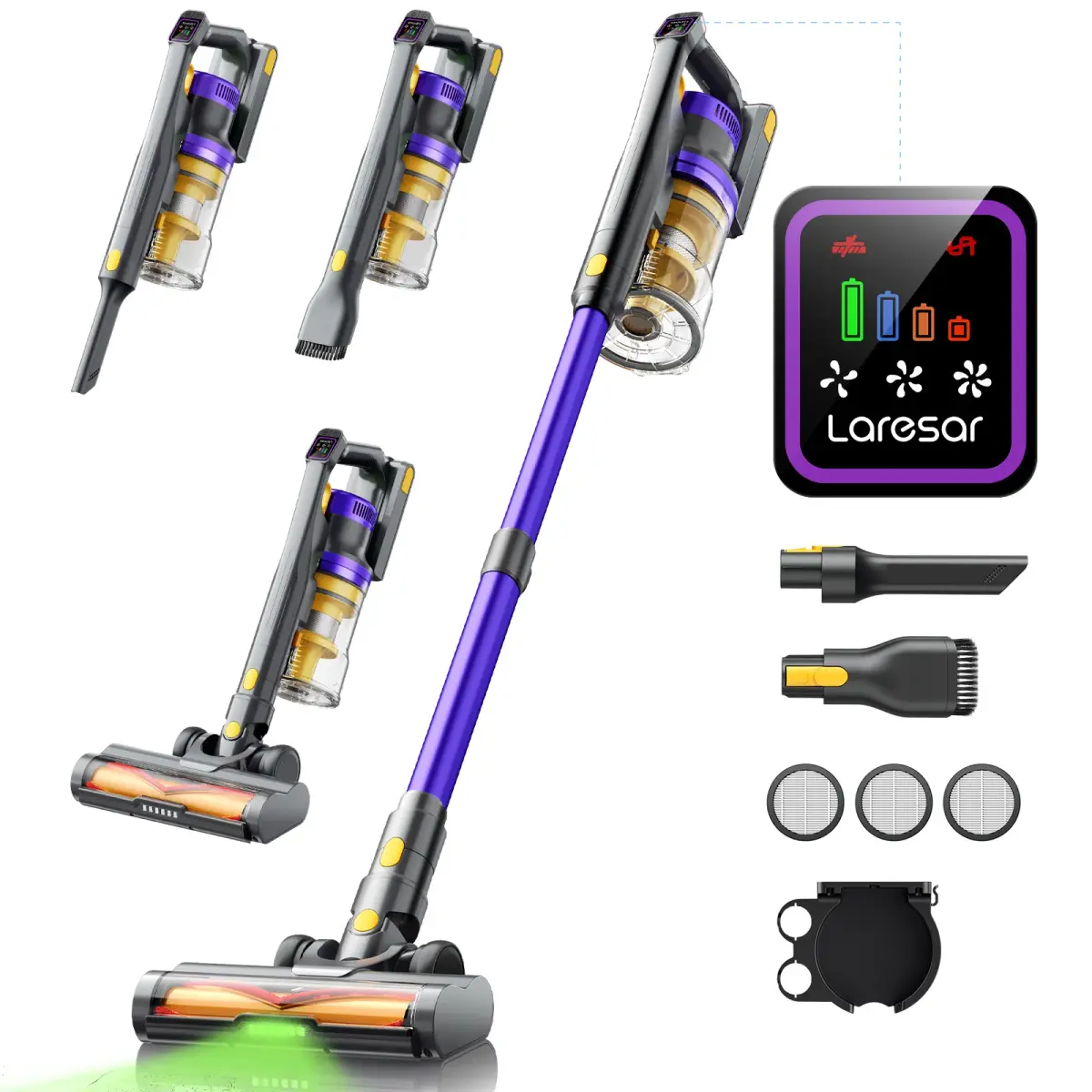 Laresar x11 aspirador de pó sem fio 550w 55kpa potência sucção portátil casa inteligente copo poeira 60 minutos tempo execução 3 pçs hepa filte conjunto