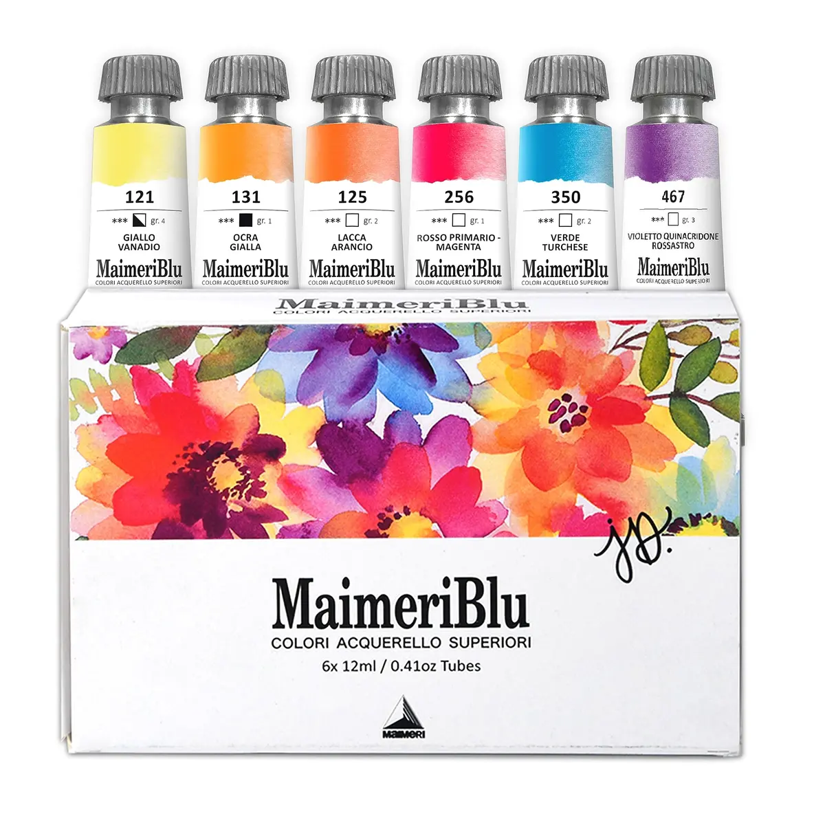 Maimeri Blu, conjunto de artistas Jeannie Dickson, tinta aquarela, 12 ml, 6 tubos – Materiais profissionais de pintura em aquarela - 1