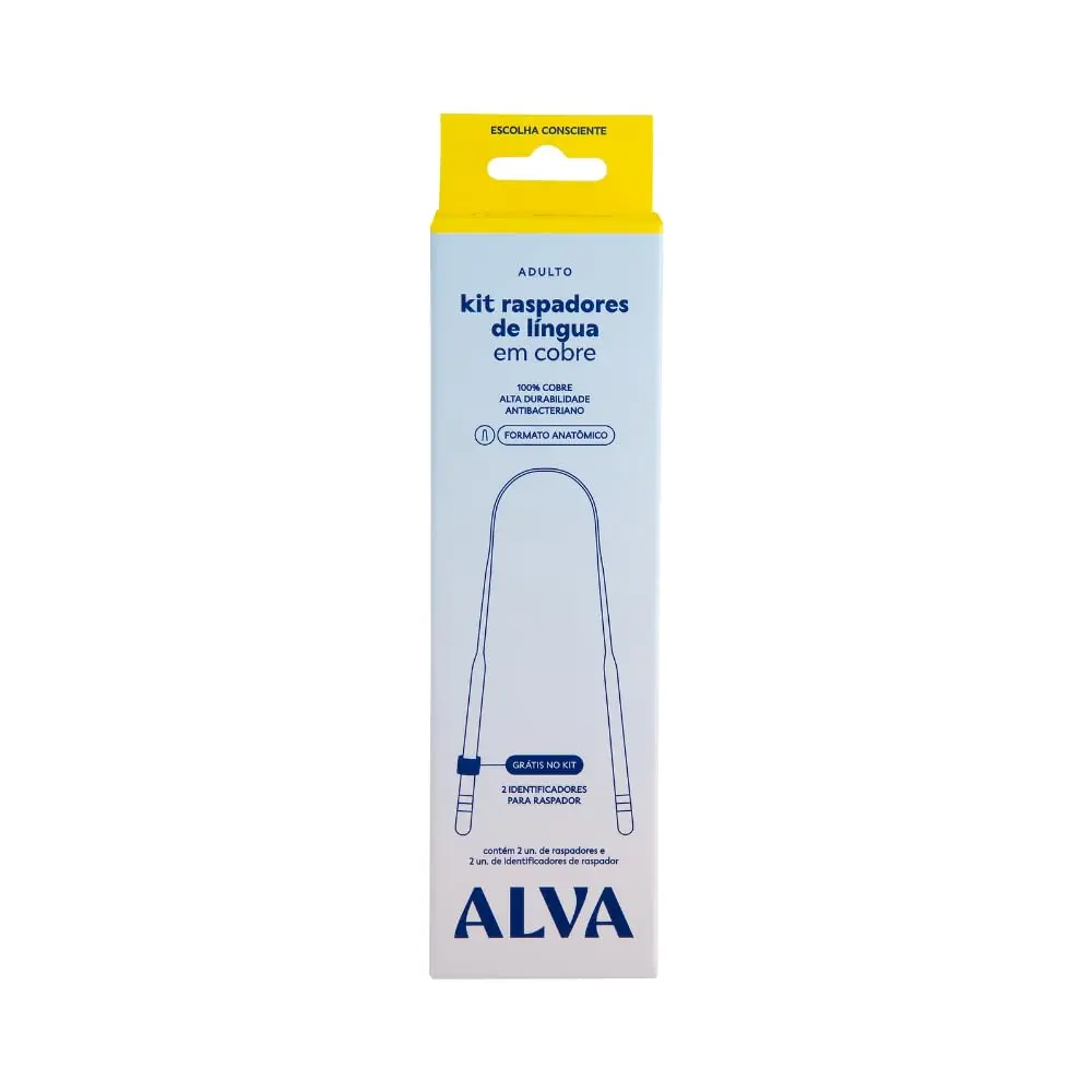 Alva Kit Raspador de Língua de Cobre + Identificador de Raspador