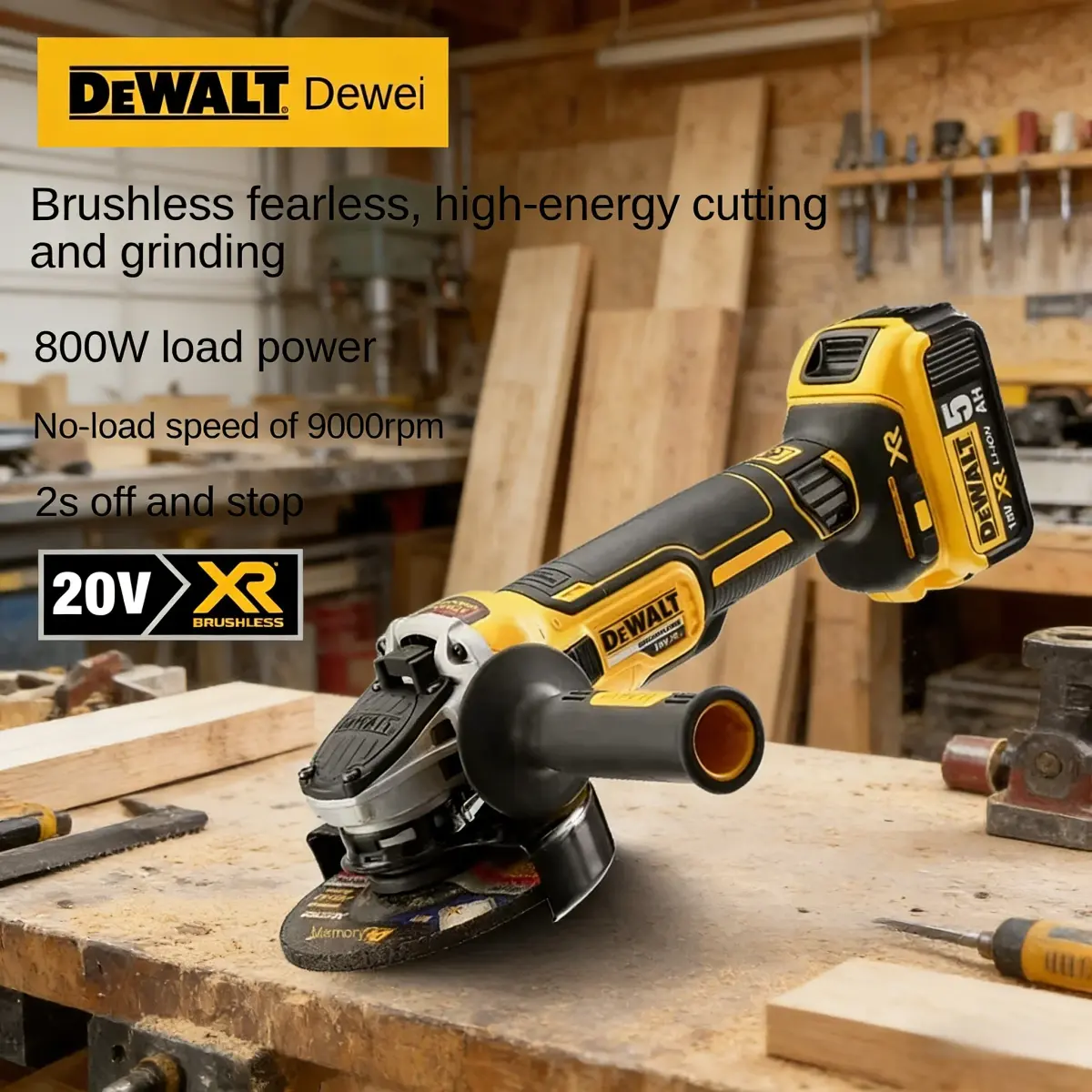 DEWALT DCG405, esmerilhadeira angular de 125 mm com disco plano, máquina de corte, ferramenta sem acessórios, para bateria DEWALT de 18 V, ferramentas sem escovas.