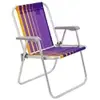 Cadeira de Praia Alta Alumínio Roxo e Amarelo - 1