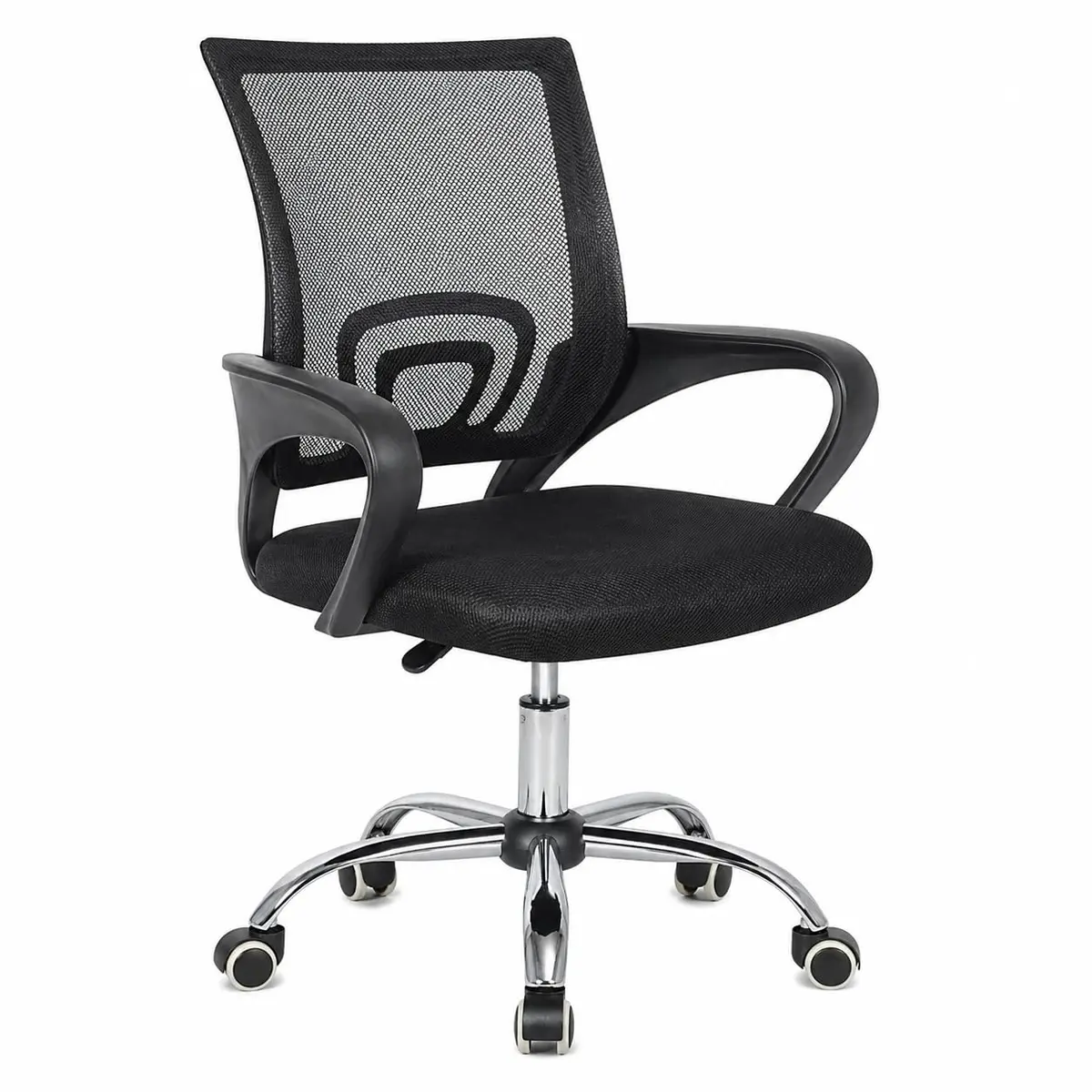 Cadeira de Escritório Ergonômica com Encosto em Tela Mesh, Assento Estofado, Base Cromada e Rodinhas – Cadeira Giratória Ajustável para Home Office, Estudo e Escritório