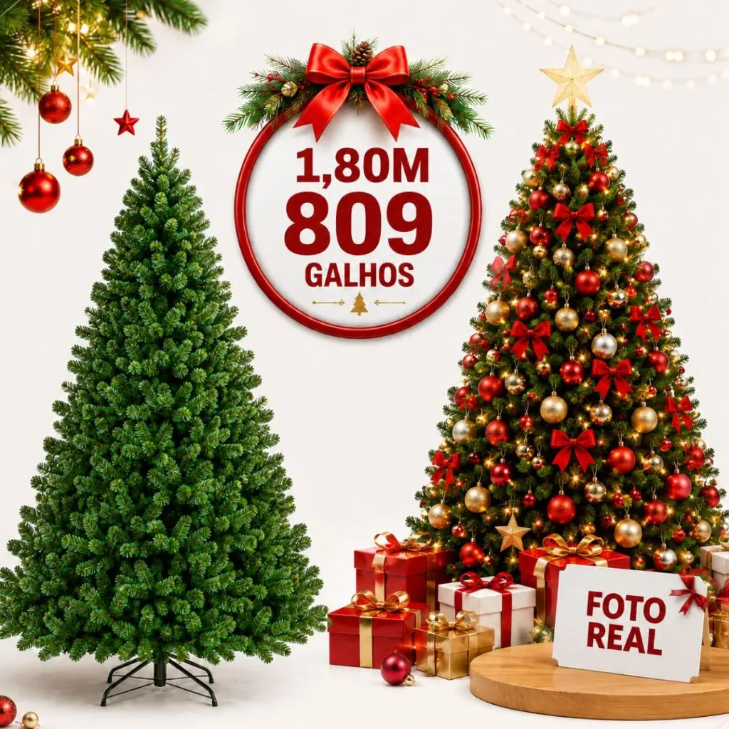 Árvore De Natal Pinheiro 1.80m 2.10m 2.40m 3.00m Super Cheia Premium Luxo Galhos Cheios Verde
