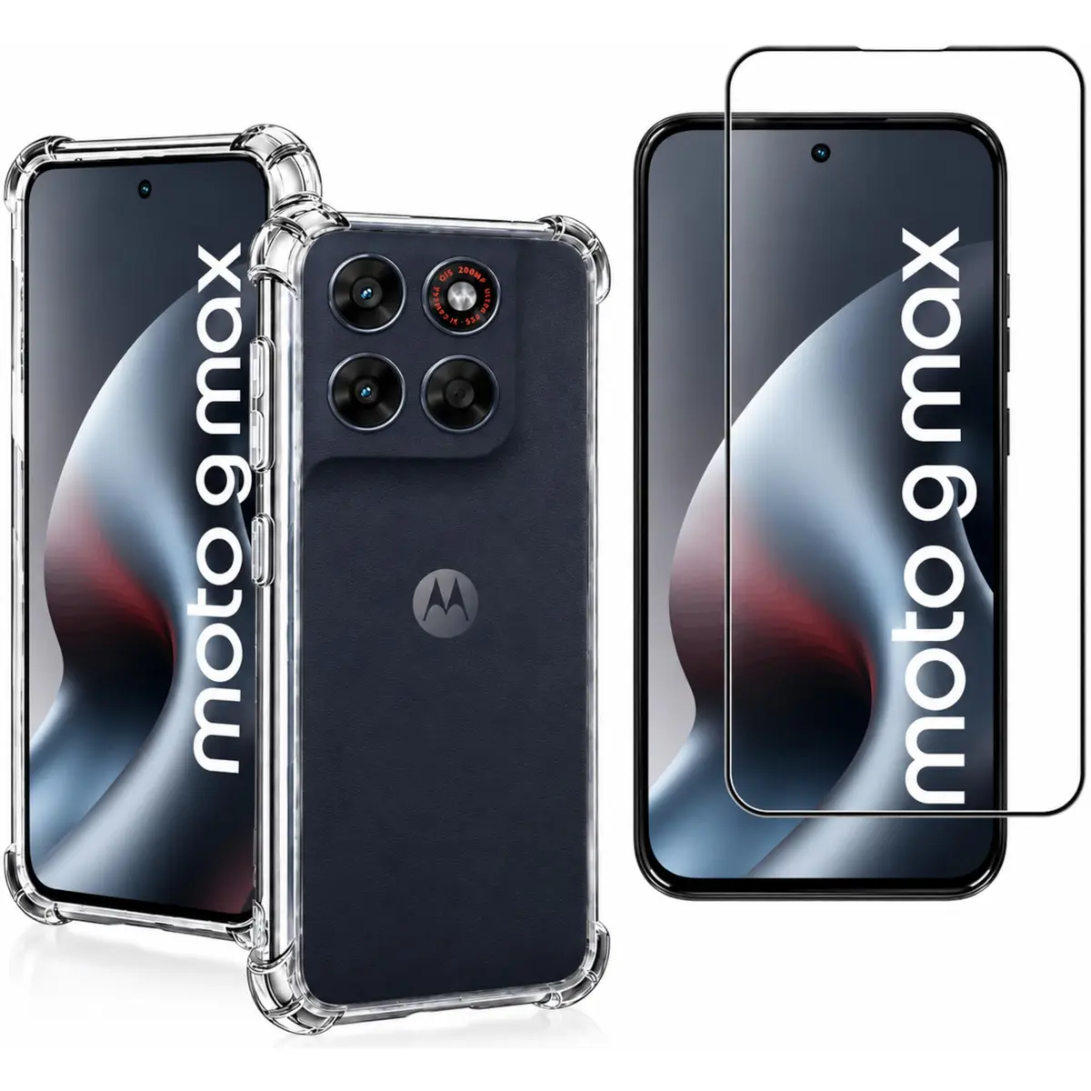 Kit Capa Moto G Max Anti Impacto Transparente + Película 9D | Cantos reforçados para absorver impactos, bordas elevadas para proteger tela e câmeras e encaixe preciso no aparelho
