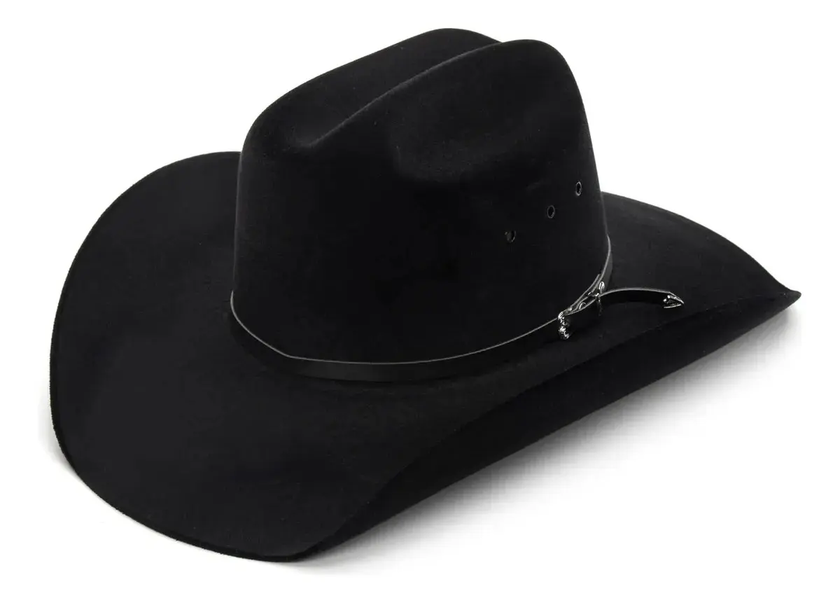 Chapéu Mundial Aveludado Cowboy Perfeito Para Rodeo Cor Preto Tamanho G